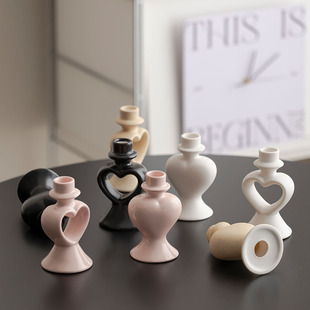 轻奢ins简约北欧陶瓷蜡台烛光晚餐餐厅酒馆氛围烛台高级感摆件