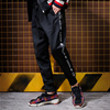 51 Hip hop Europe and America street bboy Influx of men overalls hiphop Black Wind letter Webbing Beam feet leisure time trousers