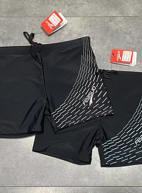 FeAs男速干侧边字母印花男士成人中腰专业竞赛三分平角短裤游泳裤