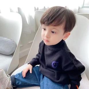 男童毛衣套头针织衫春秋装2024新款韩系儿童宝宝高领拨款打底爆款
