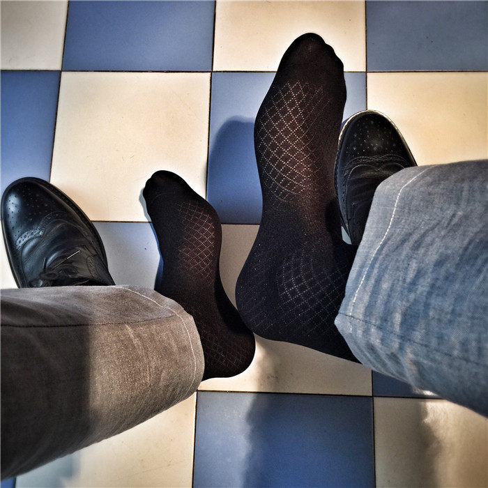 凹凸先生 袜子男 超薄厚木版尼龙袜 性感商务男袜 正装皮鞋袜子