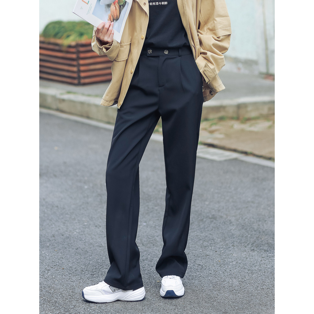 2021年新款西装裤春秋垂坠感裤子阔腿拖地裤女垂感 高腰显瘦ins潮