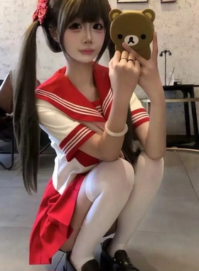 jk日系可爱多巴胺红色三本长短袖制服学院风水手服女套装校服套装