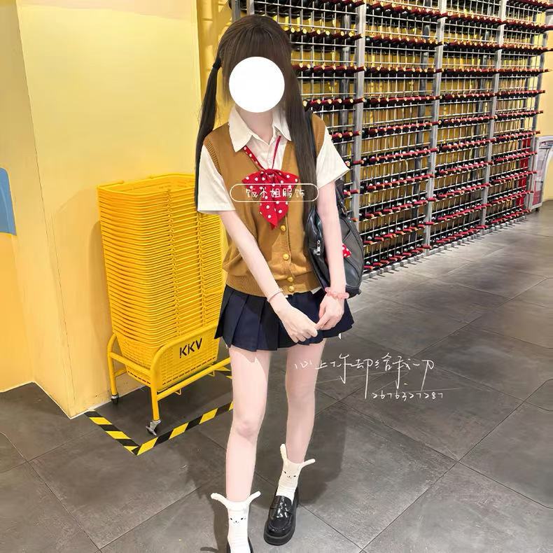 春夏款开衫马甲短袖衬衫套装