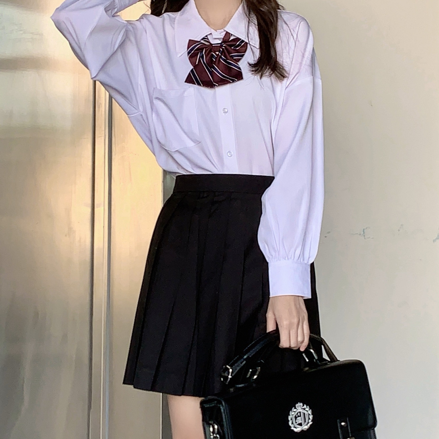 夏季学院风内搭毕业照白衬衣女