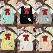 女 毛衣背心马甲格裙套装 原创jk制服套装 学院风校供感叠穿针织衫