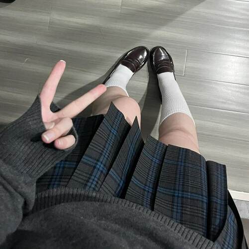 学生a字半身裙女学院风毛衣套装