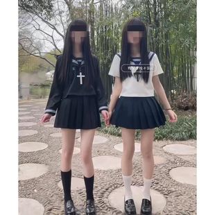 原创jk制服基础款中间服不良水手服学院风百褶裙软妹风双子jk套装
