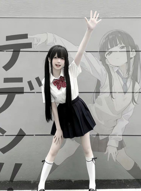夏季甜美日系JK制服白色基础款短袖衬衫百搭上衣叠穿百褶裙套装女