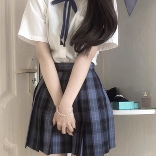 jk制服套装 日系学院风校供感全套百褶短裙半身裙 原创正版 格裙夏季