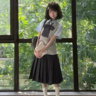 海苔校供感針織衫 格裙三件套 女夏原創正版 學院風優等生jk制服套裝