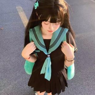 原创JK制服裙套装 收腰黑三本水手服女短袖 夏日系甜美学院风基础款