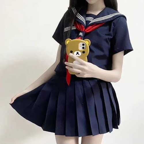 夏季日系绀三本JK水手服短裙套装