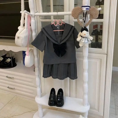 正版JK灰二本水手服百褶裙套装