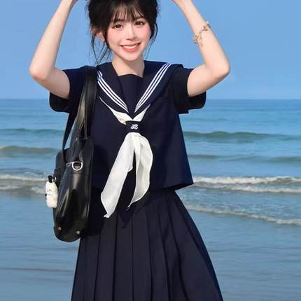 樱舞纪jk制服原创正统基础款正版黑绀三本中间服不良水手服套装
