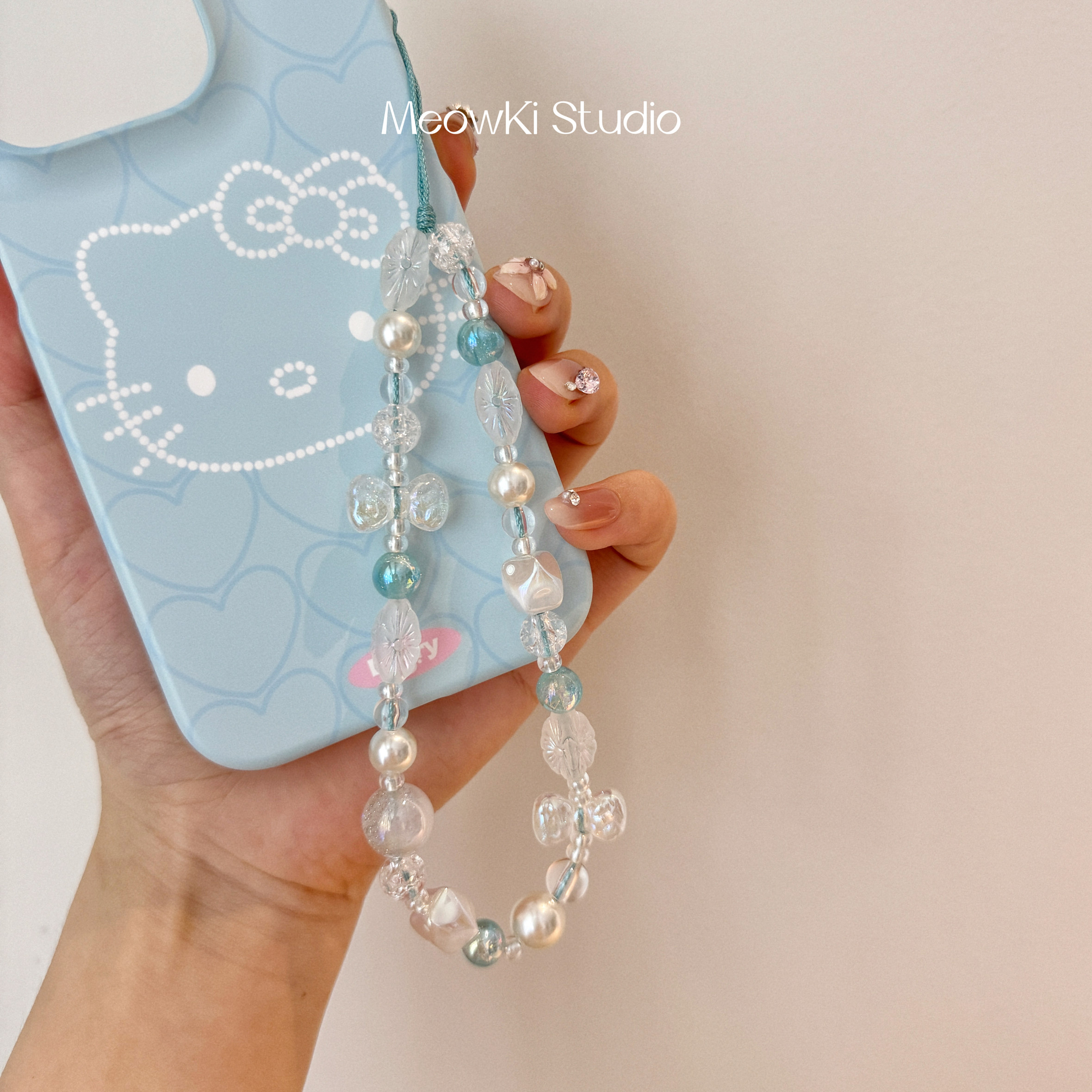 蓝屿诗笺* MeowKi原创设计手机链挂件精致蓝色清透手机挂绳结实