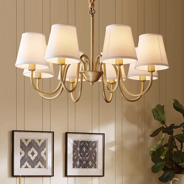 全铜美式中古法式复古客厅吊灯简约欧式田园卧室书房高级主卧灯具