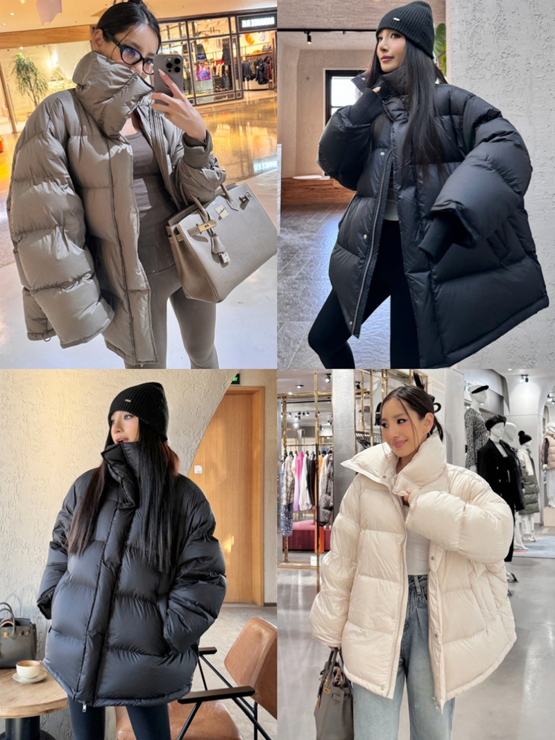 通勤中长款立领鹅绒羽绒服