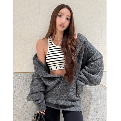 丸丸Maruco 冬天氛围感羊毛毛衣~慵懒性感百搭连帽针织衫上衣