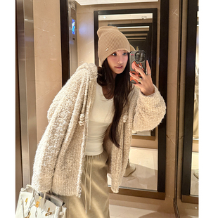 软糯加厚保暖针织外套开衫 丸丸Maruco 羊毛棒针毛茸茸大毛衣