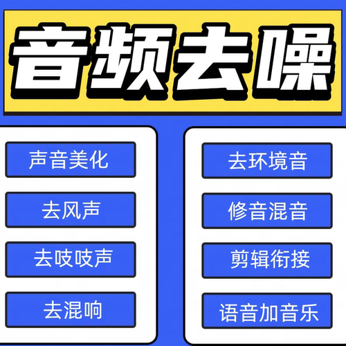 音频视频录音消音去人声去杂音监控降噪修复处理背景音乐提升音质