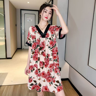 女宽松显瘦减龄休闲上衣t恤 2025新款 时尚 洋气翻领短袖 家居服衬衫