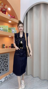 女士宽松显瘦无袖 2025夏季 套装 新款 牛仔马甲半身裙两件套潮流 时尚