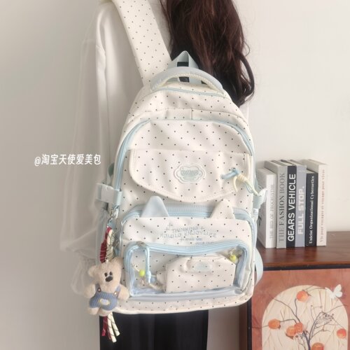 2026新款小学生高颜值书包波点双肩包大容量多层痛包中学生背包女
