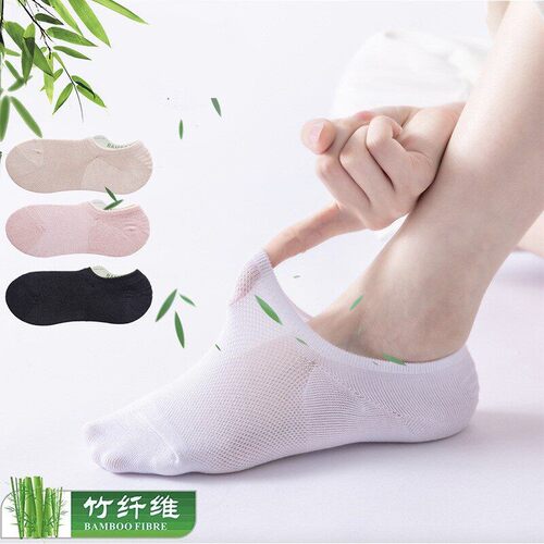 一哥袜子女夏季网眼船袜薄款竹纤维防臭浅纯色透气低帮口隐形袜