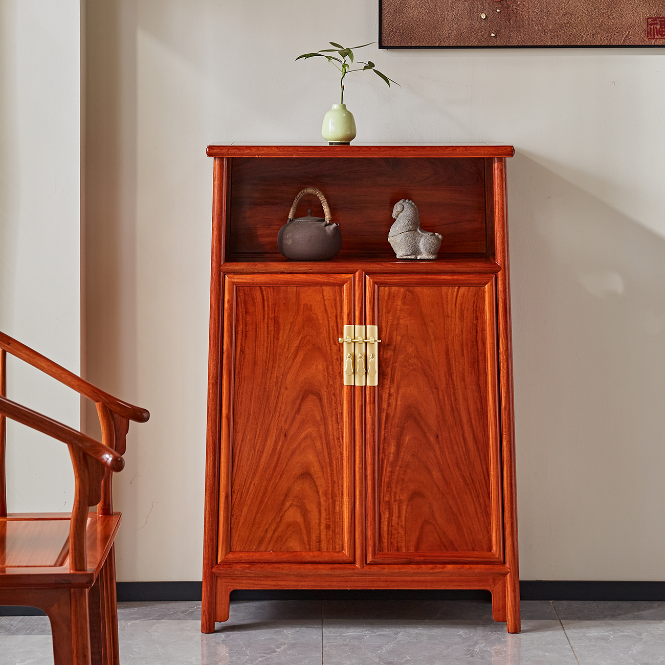 缅甸花梨海棠口亮阁柜福器来了中式空间宋式美学茶空间案上柜陈设