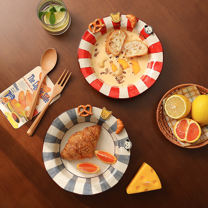 甜品盘立体浮雕造型好看的盘子陶瓷餐盘草帽盘精致意面盘子沙拉碗,餐饮具,盘,淘宝优惠券,粉丝福利购,淘宝优惠卷