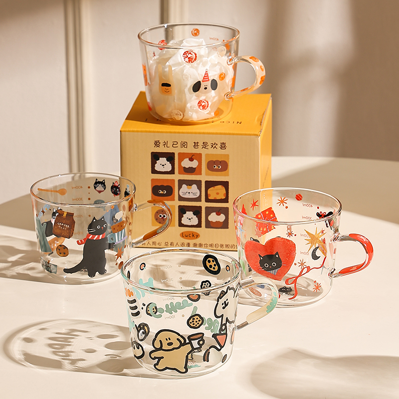可爱玻璃咖啡杯设计感小众水杯