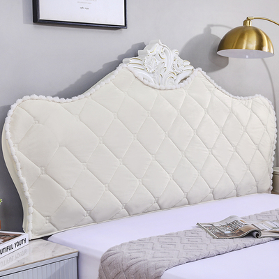 定做绒布夹棉异弧形凹凸半圆形软包防滑加厚防尘保护套欧式床头罩