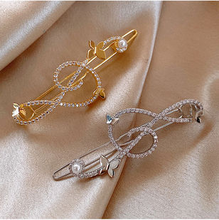 高音谱号发夹八分音符新款刘海侧边夹子头饰秋冬发卡女可爱bb夹