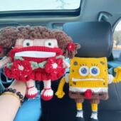 香肠嘴大嘴车载纸巾盒手工钩针编织成品抽纸盒浪姐挂件高级感丑萌