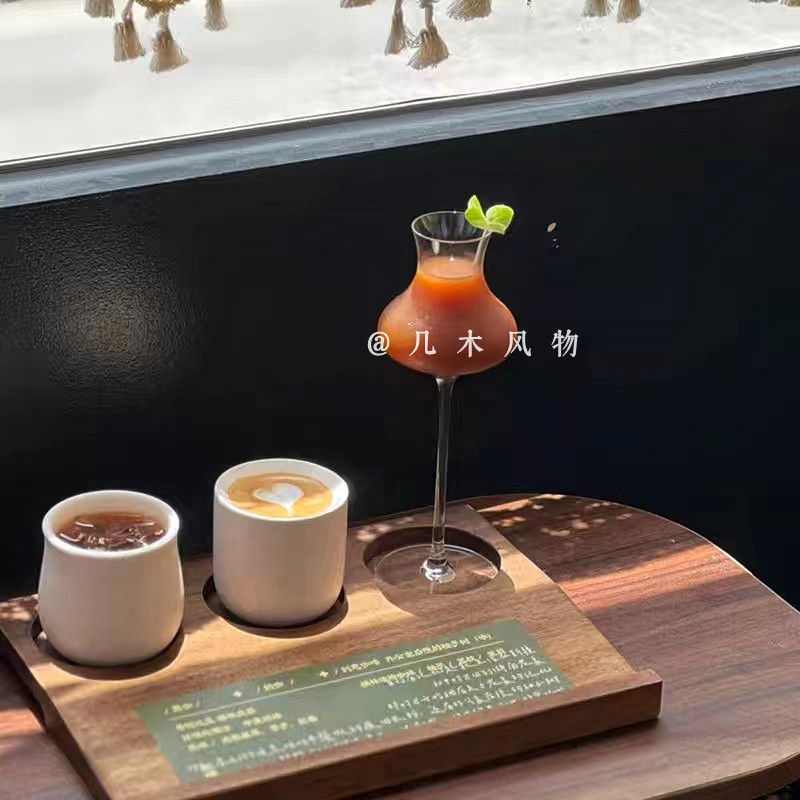 高脚气泡水杯圆肚牛奶冰咖啡杯