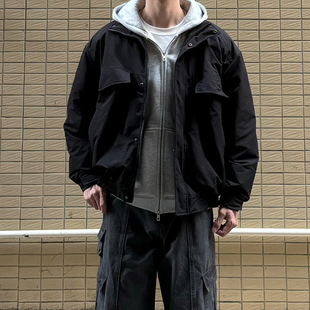 redacororn 90白鸭绒冬季黑色立领羽绒服夹克男宽松加厚轻薄外套