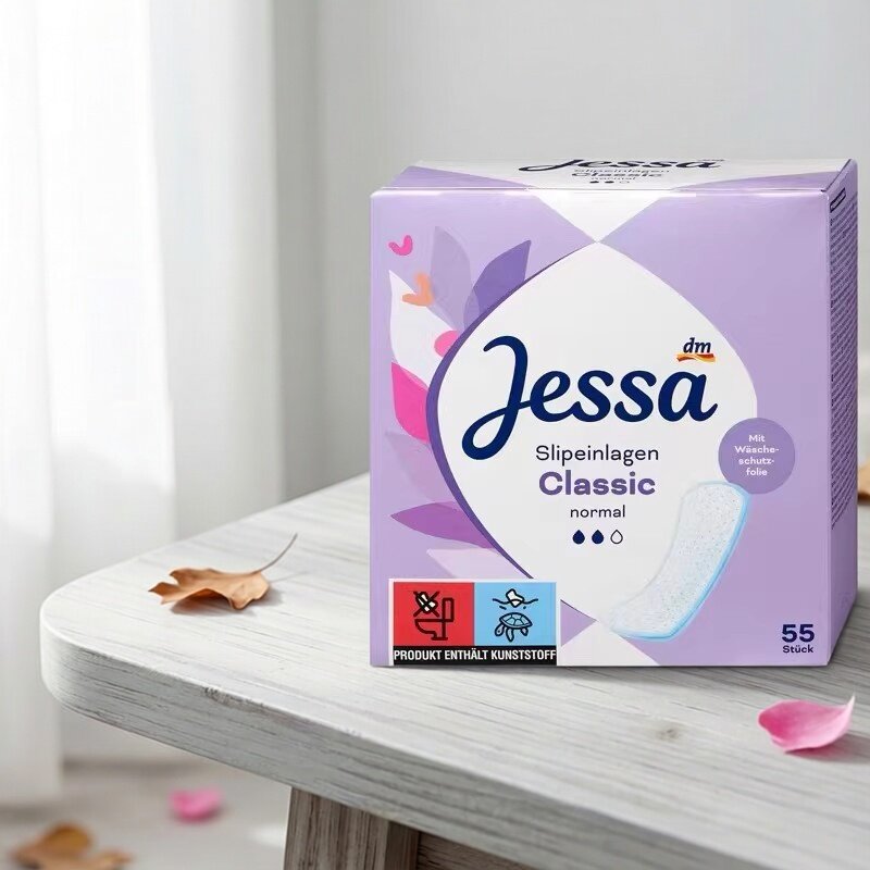 德国jessa护垫实惠装55片无独立包装无香卫生巾棉柔亲肤女士155mm