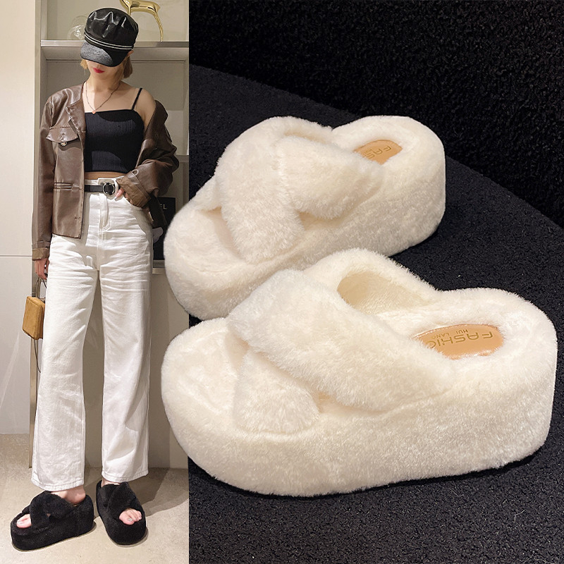 厚底毛毛拖鞋女外穿2025秋冬新款