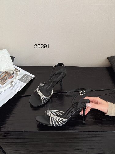 珍琳月高跟凉鞋女款2026夏一字带细跟水钻百搭气质罗马女士高跟鞋