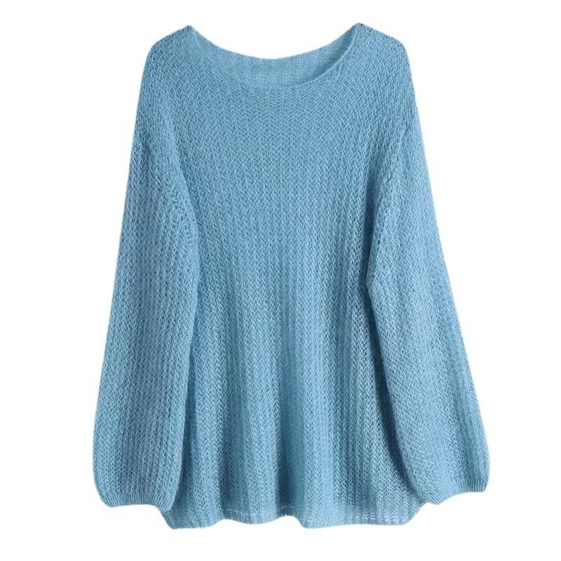 超仙温柔软糯马海毛针织衫毛衣女圆领套头秋冬宽松慵懒风百搭上衣,女装/女士精品,羊绒衫,淘宝优惠券,粉丝福利购,淘宝优惠卷