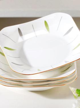 盘子菜盘家用4/6只装创意日式风格陶瓷方盘饭盘如意盘加厚可微波