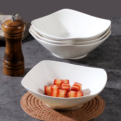 4/6只装纯白陶瓷四角盘子