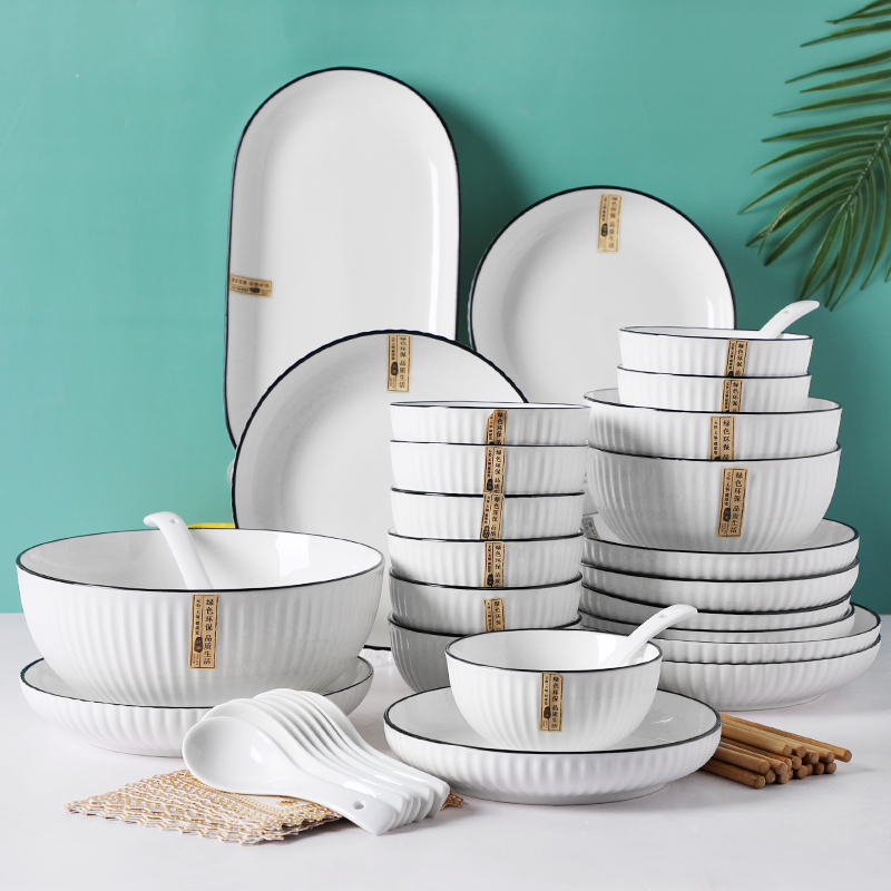 碗碟套装 家用陶瓷餐具套装碗盘碗筷组合日式风格米饭碗盘子菜盘