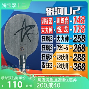 银河u2乒乓球拍7层纯木底板专业级手工粘胶皮乒乓拍套餐儿童横拍