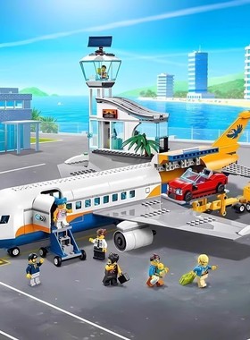 中国积木城市新品客运飞机60262机场地勤航站楼男孩拼装儿童玩具8