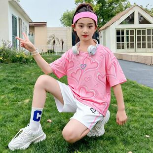 女童速干运动套装薄款2026夏季新款女孩儿童速干衣夏装冰丝两件套