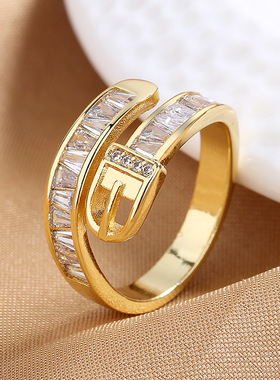 创意潮酷个性皮带扣戒指女轻奢感开口戒个性关节戒子指环