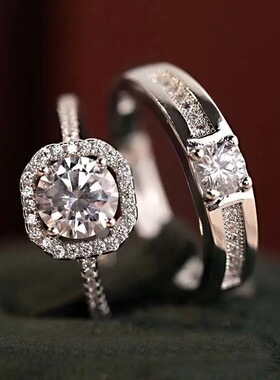 高颜值真情侣款结婚对戒婚礼仪式用不掉色爆闪网红爆款假戒指