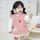 女童无袖 纯棉防水罩衣宝宝反穿衣吃饭围兜围裙婴幼儿防脏护衣饭兜